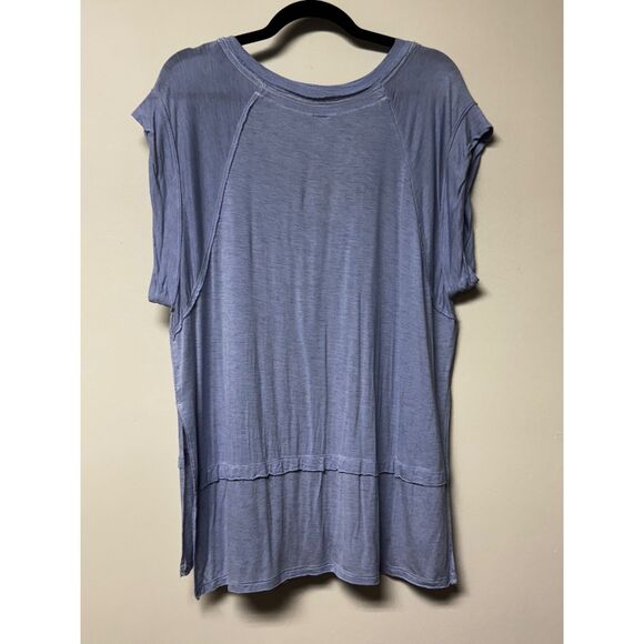 FREE PEOPLE Voyage T-Shirt, Sky, Oversized V-Neck, Sz XS - Picture 5 of 9